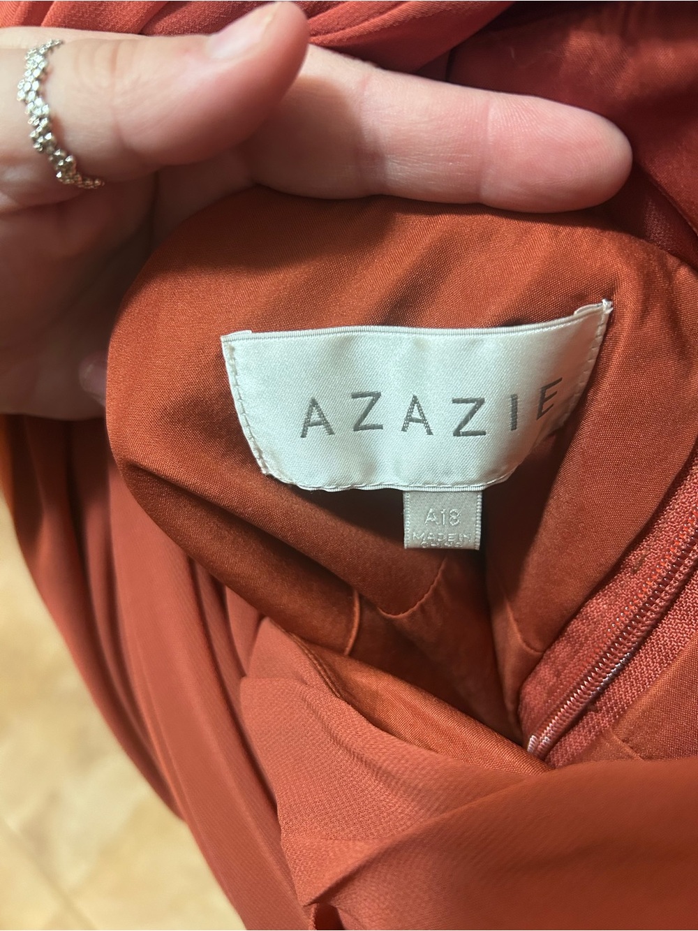 Azazie Rylee Terracotta A-Line Pleated Chiffon Dress NWT! - Picture 4 of 6